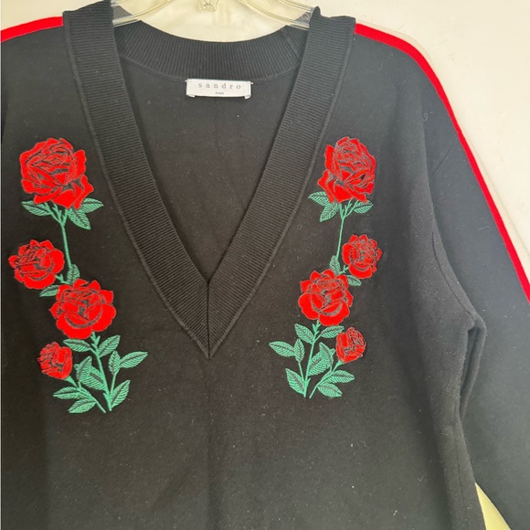 Sandro Indira Floral Rose Embroidered V Neck Sweater
Oversize Top Stretch Boxy M - Picture 7 of 16